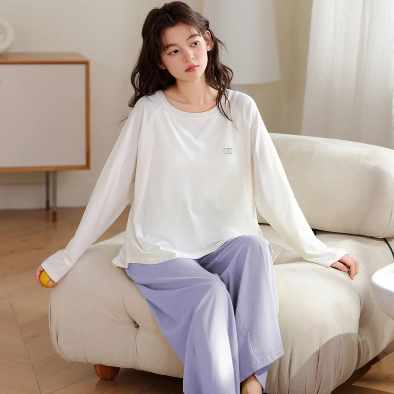 Pyjama Femme New 100% Cotton Sleepwear Women's Pajamas Set Spring Autumn Large Size Pajamas Woman Offer Lounge Home Clothes