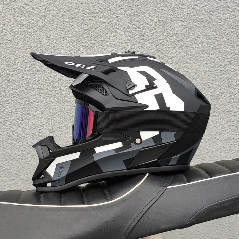 DOT Approved Motocross Helmet Full Face Dirt Bike Offroad Helmet Adjustable Sun Visor for ATV Quad Mountain Bike
