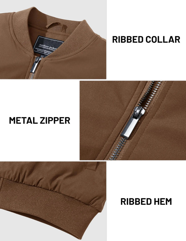 TACVASEN Men's Autumn And Winter Full-Zip Padded Jacket Warm Polyester Waterproof Coat with 5 Pockets for Casual Outdoor Wear