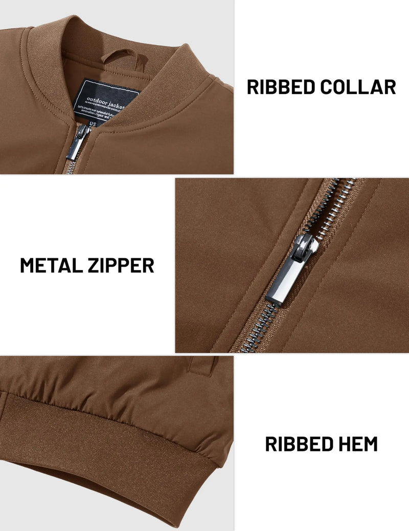 TACVASEN Men's Autumn And Winter Full-Zip Padded Jacket Warm Polyester Waterproof Coat with 5 Pockets for Casual Outdoor Wear