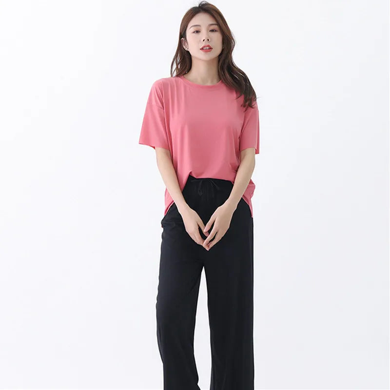 INS Style Comfortable Home Clothes For Women New Spring Summer Sleepwear Set Casual Loose Pajamas Female Nightwear Pijamas Suit
