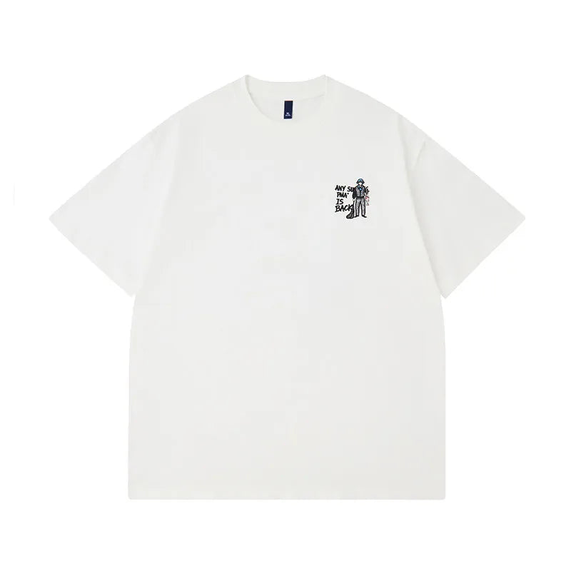 DUKEEN Men's Heavyweight 250G 100% Cotton Graphic T Shirt Chest Embroidered Back Print Casual Streetwear Short Sleeve Tee