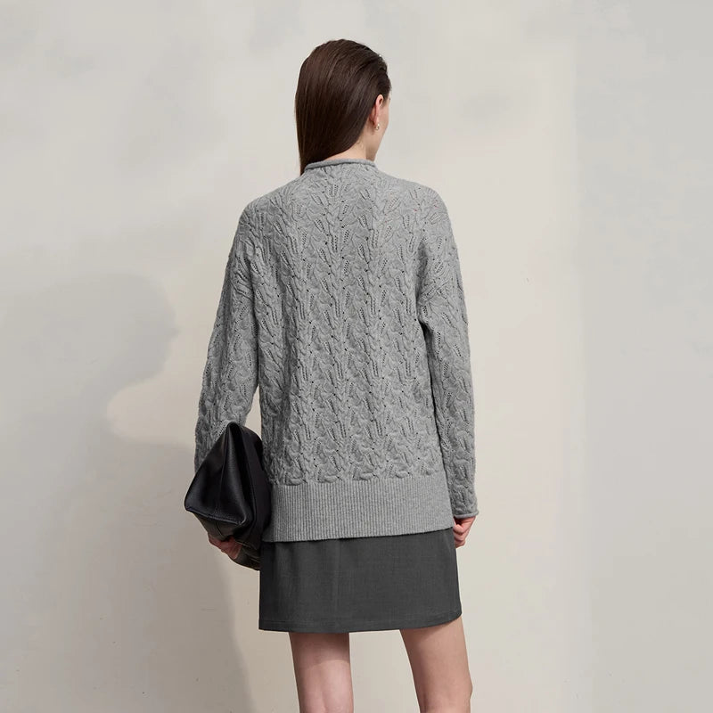 អាវយឺត Amii Minimalist សម្រាប់នារី រដូវរងា ឆ្នាំ២០២៦ ពណ៌ថ្មី ដៃវែង រលុង ងាយស្រួលប្រើ កអាវប៉ាក់ 12524014