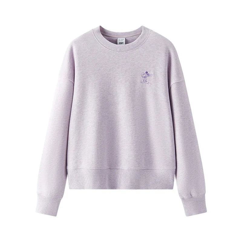 Semir Oversize Hoodie Women Spring Embroidered Split Basic Layer Trendy Pullover Casual Loose Comfortable Stylish Top