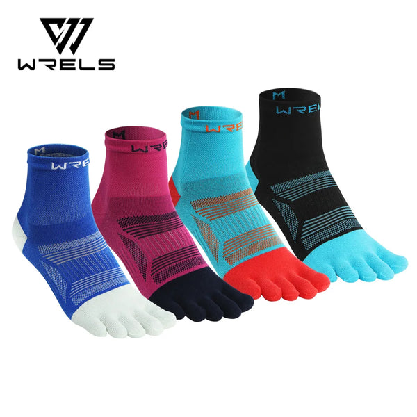 WRELS Athletic Ankle Toe Socks Five Finger Socks Breathable Athletic Running Sports Cushioned Moisture Wicking Five Toe Scocks