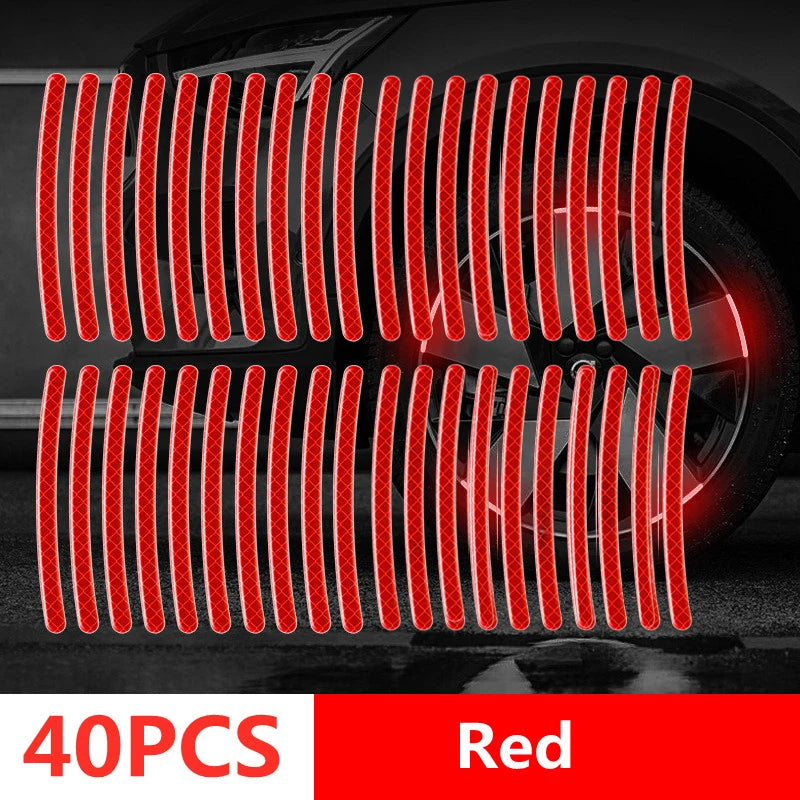 SEAMETAL 20/40PCS Car Motorcycle Wheel Reflective Strips Colorful Hub Stickers Car Styling Decal Sticker Safety Warning Tape