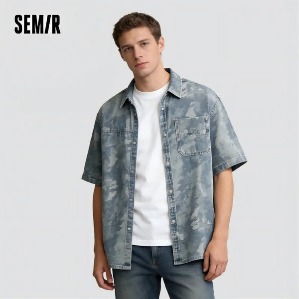អាវបុរស Semir ឆ្នាំ ២០២៦ ខោខូវប៊យពណ៌ក្លែងបន្លំ កប្បាសសុទ្ធ ដៃខ្លី ម៉ូដធម្មតា ទន់ ពាក់ប្រចាំថ្ងៃ