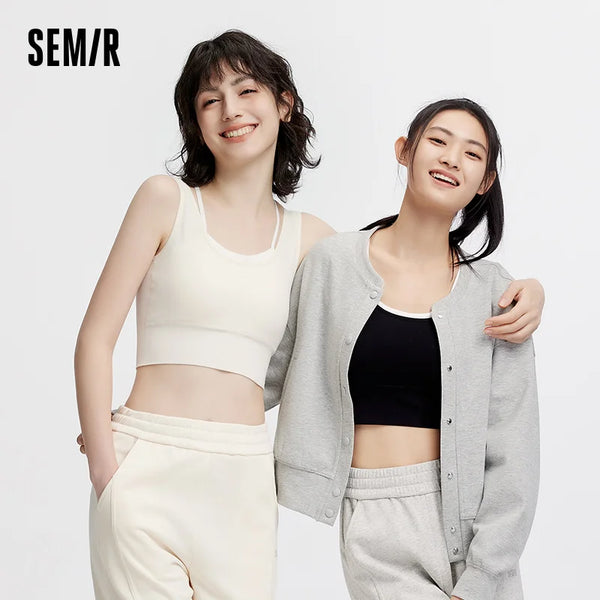 ខោទ្រនាប់ស្ត្រី Semir អាវទ្រនាប់ Camisole ក្លែងក្លាយពីរដុំ មានផាសុកភាព ស្រទាប់ខាងក្រោមសម្រាប់កីឡា អាវយឺតរដូវស្លឹកឈើជ្រុះធម្មតា ពាក់ប្រចាំថ្ងៃ 2026