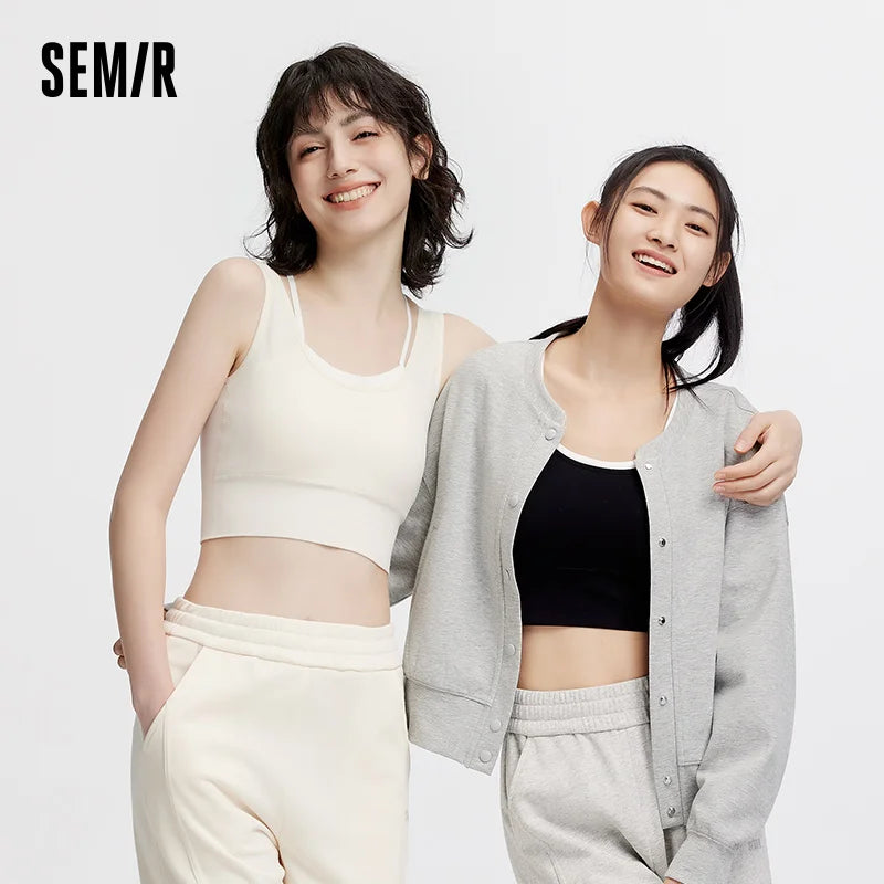 Semir Women Underwear Camisole Faux Two Piece Strap Comfortable Base Layer Sport Casual Autumn Top Daily Wear 2026