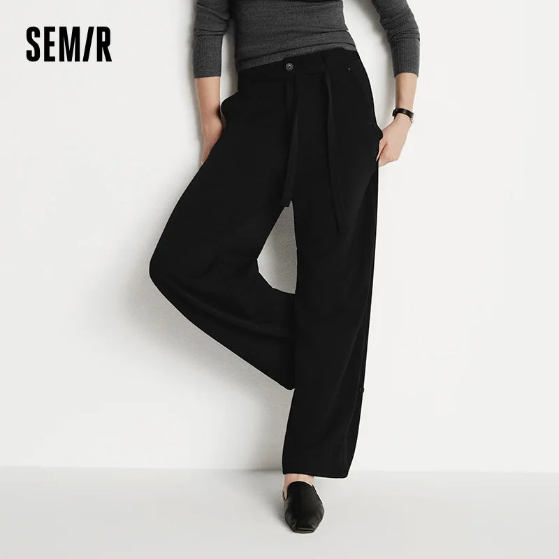 Semir Casual Pants Women Easy Care Black Loose Long Pants 2025 Winter New Wide Leg Commuting Pants Women'S Clothing