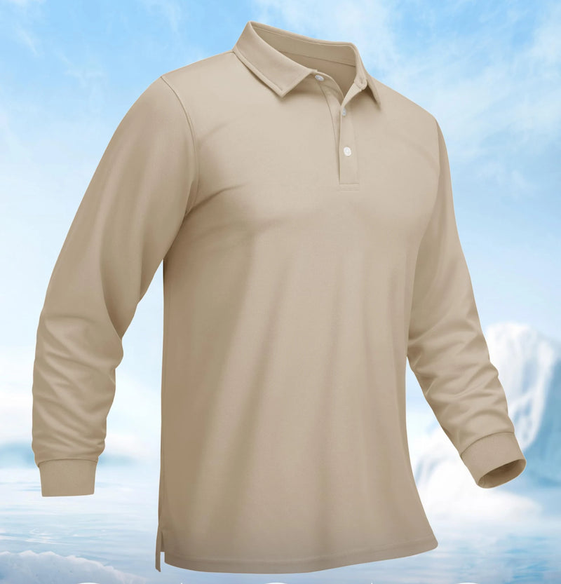 TACVASEN Men Sports Polo Shirts Quick Dry Golf T-shirts Breathable Work Shirts Casual Office Shirts Lightweight Top Long Sleeve