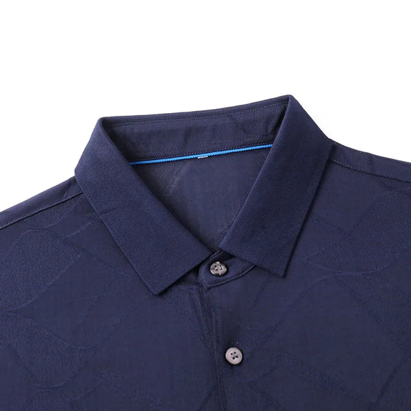 Men’s Slim Fit Polo Shirt Short Sleeve Lyocell Silk Blend Breathable Diamond Texture Top - Daily Office Travel Party