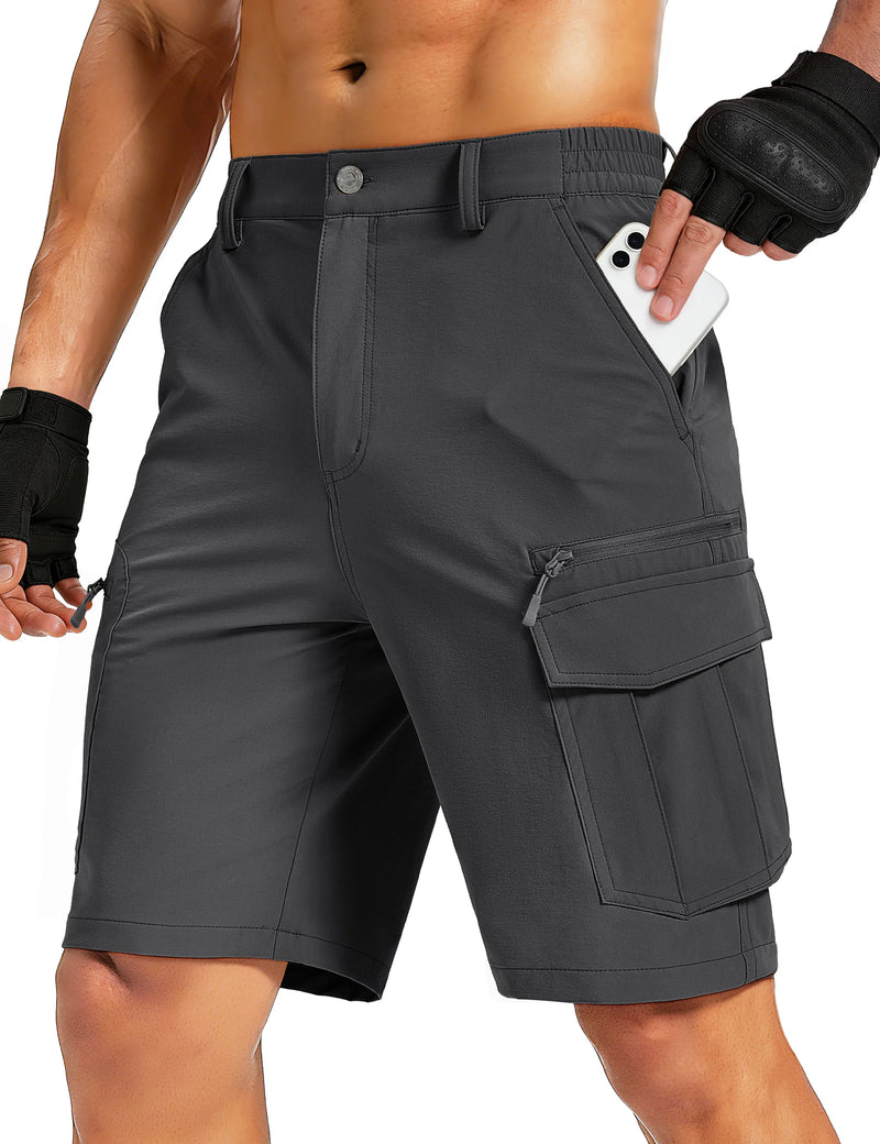 TACVASEN UPF 50+ Hiking Cargo Shorts with 7 Pockets Men 9" Quick Dry Lightweight Nylon Shorts Outdoor Work Shorts Fishing Casual