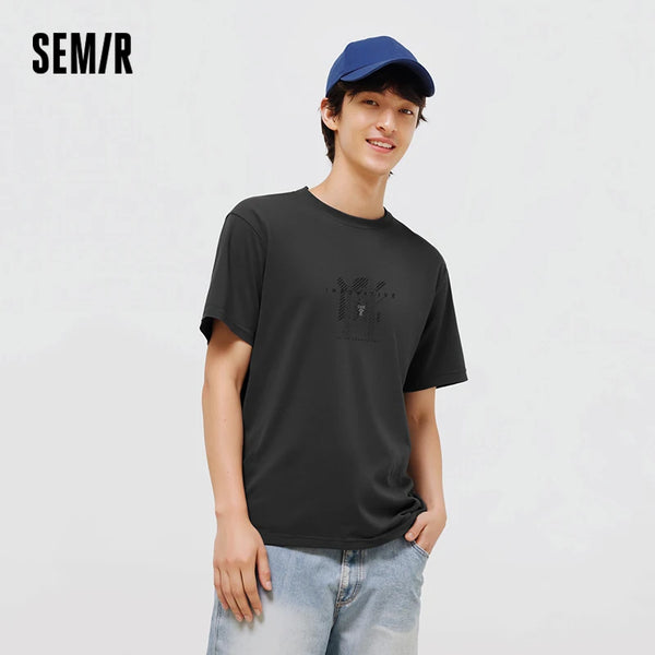 អាវយឺតបុរស Semir ឆ្នាំ ២០២៦ បោះពុម្ពអក្សរជម្រាល វាយនភាពពិសេស ធម្មតា ងាយស្រួលប្រើ ទន់ មានផាសុកភាព ពាក់ប្រចាំថ្ងៃ