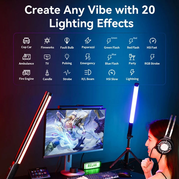 អំពូលភ្លើង Ulanzi VL119 10W RGB Light Wand Handheld Stick Light 2500K-9000K Bi-Color Photography Tube Light សម្រាប់ការផ្សាយផ្ទាល់វីដេអូ Vlog