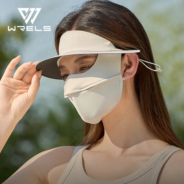 WRELS UV Protection Face Mask Reusable Breathable UPF 50+ Women Summer Face Covering Eye Protection Sunscreen Anti UV Full Mask