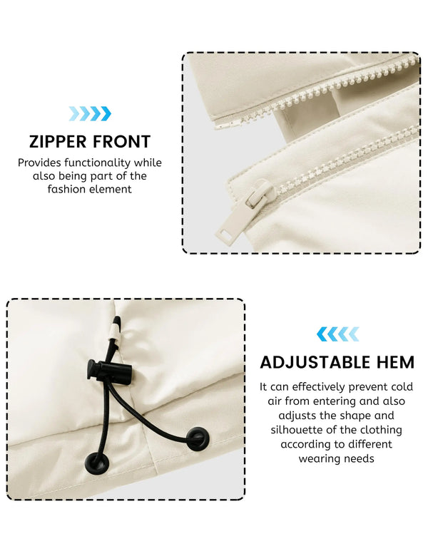 TACVASEN Womens Winter Padded Quilted Duck Down Coat Waterproof Warm Zip Up Daily Jacket Windproof Stand Collar Casual Jacket