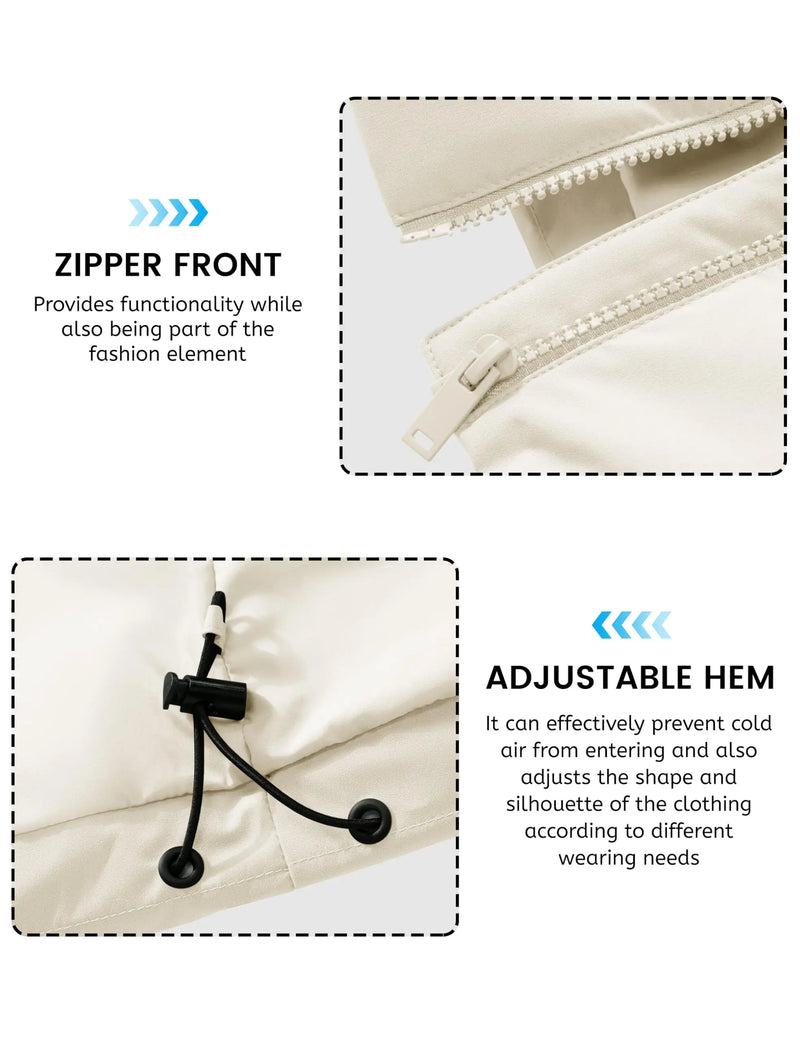 TACVASEN Womens Winter Padded Quilted Duck Down Coat Waterproof Warm Zip Up Daily Jacket Windproof Stand Collar Casual Jacket