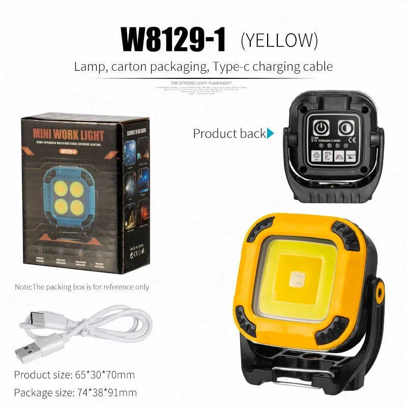 ភ្លើងពិលចល័ត LED ភ្លើងការងារ ភ្លើងជួសជុលរថយន្តបង្វិលបាន 180 ដឺក្រេ ភ្លើងពិលសាក USB