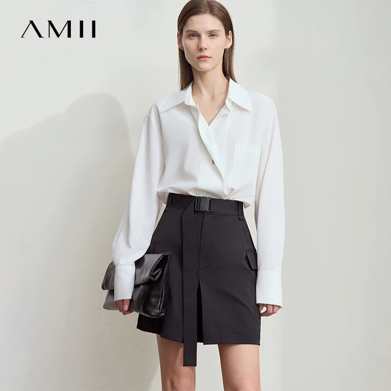 ខោខ្លីរដូវក្តៅ AMII Minimalist សម្រាប់ស្ត្រីឆ្នាំ ២០២៦ ខោខ្លីបែបភ្នំធម្មតាសម្រាប់ស្ត្រីម៉ូដថ្មីជាមួយខ្សែក្រវ៉ាត់ 12542099