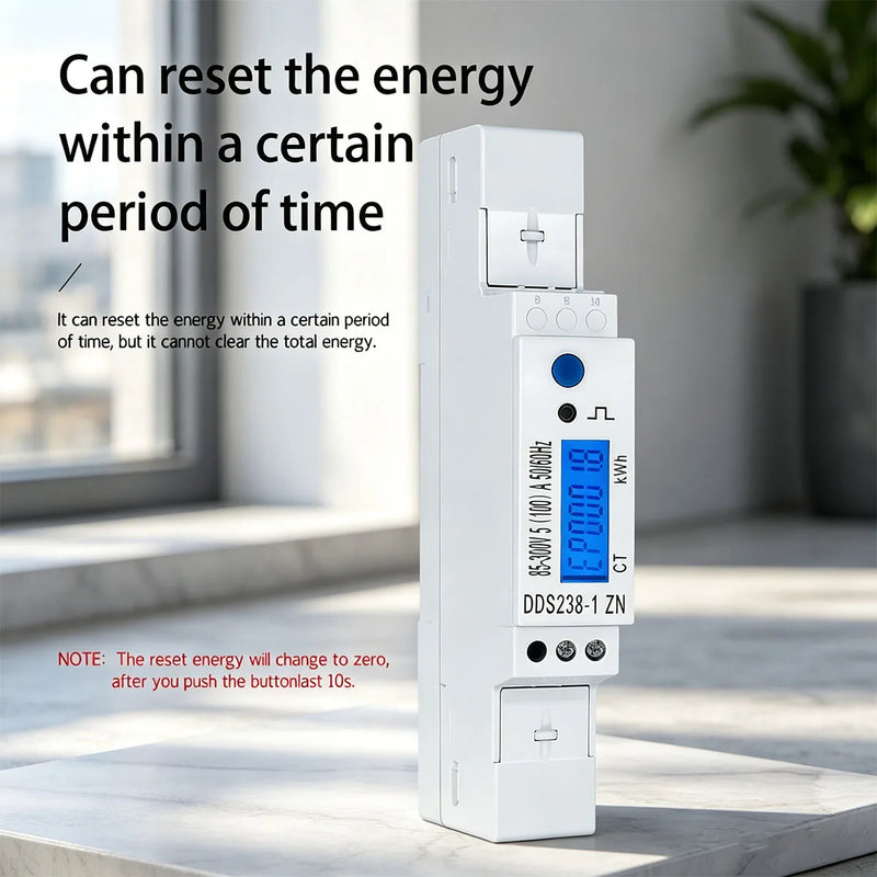 DDS238-1 ZN Energy Meter V-I-Hz-Pimport/export activereactive energy8–300V 20mA–100ACT 5060Hz RS485bi-directional LCD backlight