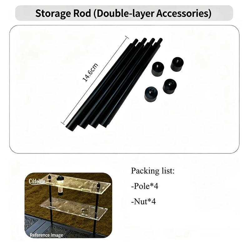 IGT Table 0.5 Unit Acrylic Upper Shark Shelf Transparent Camping Storage Rack Lightweight Atmosphere Light Stand for GZ 38 Lamp