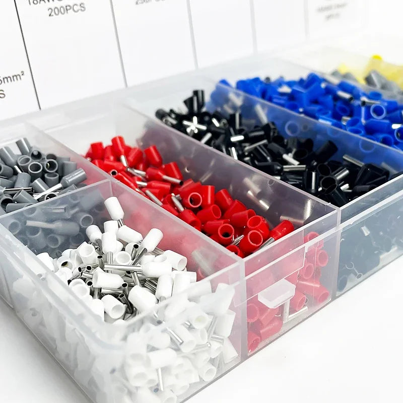 200/450/800/1250/1800/1900Pcs Sturdy Electrical Connectors with Pressure - Connection Ring Terminals E0508 E7508 E1008 E1508