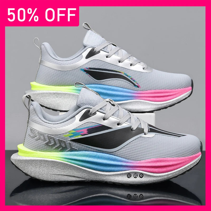 Unisex Sports Shoes Fashion Mesh Breathable Light Road Running Shoes Summer New Cushioning Anti Slip Thick Soled Training Shoes
