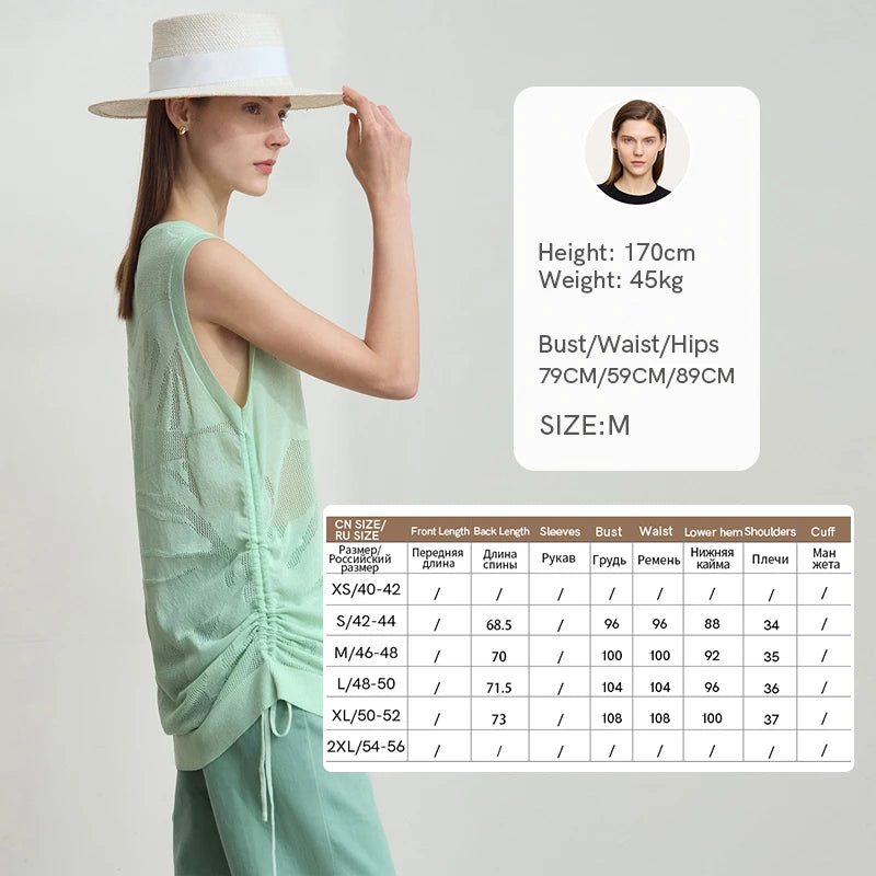 AMII Casual Loose Long Tank 2026 Summer Thin Office Lady Simple Solid O-Neck Pullovers Women Sleeveless Knit Vest Tops 12542240