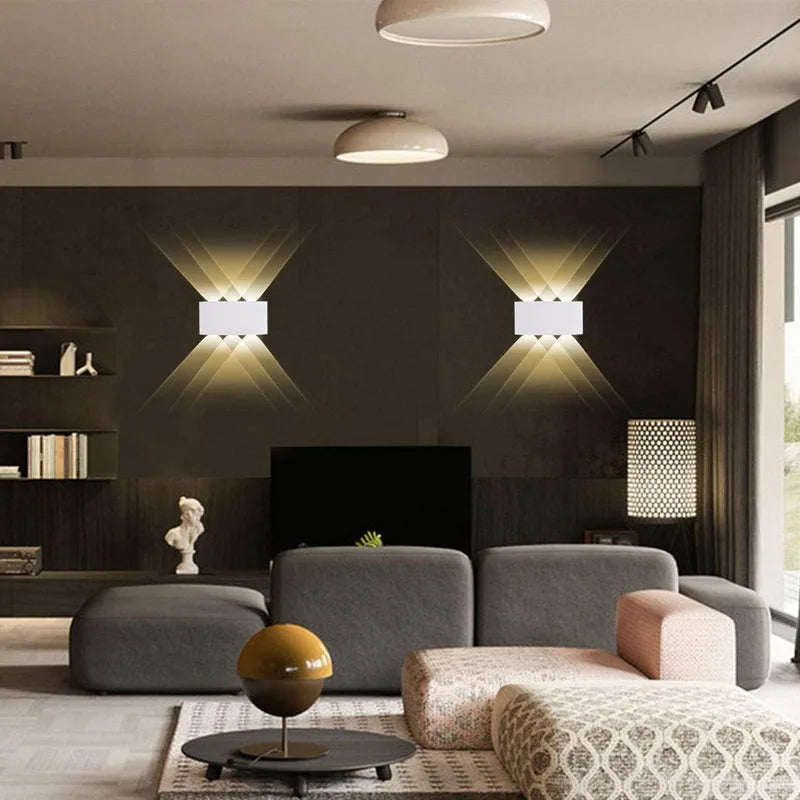 ចង្កៀងជញ្ជាំងខាងក្នុង LED 4W/6W/8W/10W/12W ការពារទឹកជ្រាប IP65 ចង្កៀងជញ្ជាំងអាលុយមីញ៉ូម ចង្កៀងសួនច្បារសម្រាប់បំភ្លឺបន្ទប់ទទួលភ្ញៀវ ជណ្តើរ