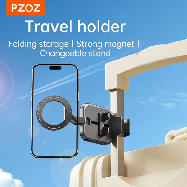 PZOZ Alloy Foldable Car Phone Holder for MagSafe 360° Adjustable Magnetic Car Mount Stand for iPhone 15 14 13 12 Pro Max