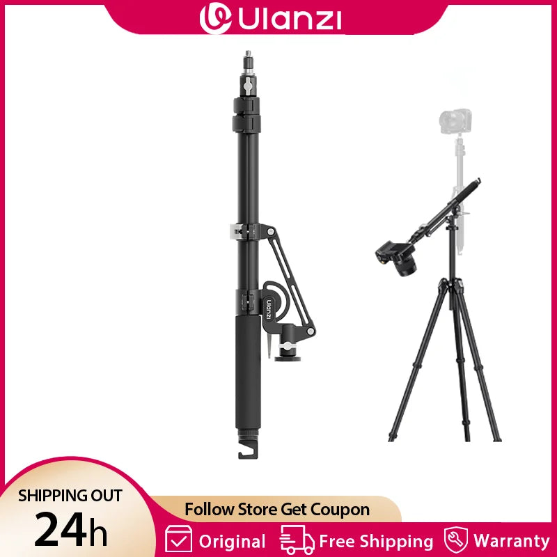ជើងទម្រដៃបត់បាន Ulanzi TH09 ទំហំ 1.34 ម៉ែត្រ ជាមួយនឹងការលៃតម្រូវទំនោរ 3 ផ្នែក 135° សម្រាប់គ្រឿងបន្ថែមម៉ោនកាមេរ៉ា Tripod Shoot Overhead Shoot