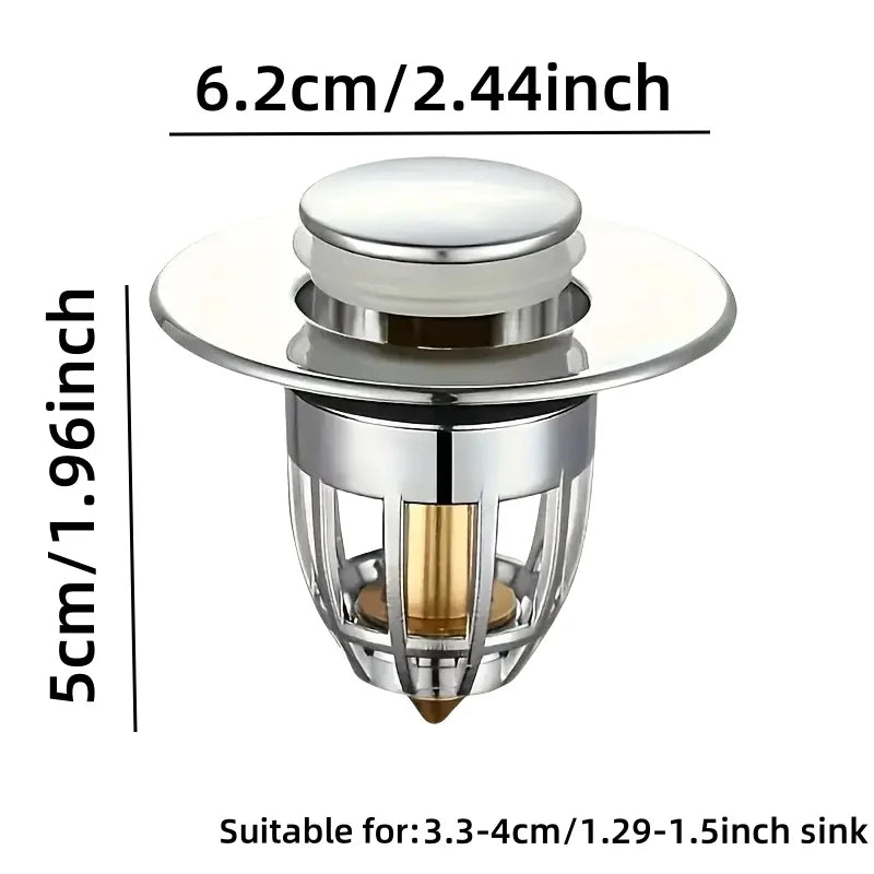 Durable Brass Core Push Sink Drain - Universal Fit, Anti-Backflow & Mosquito Protection