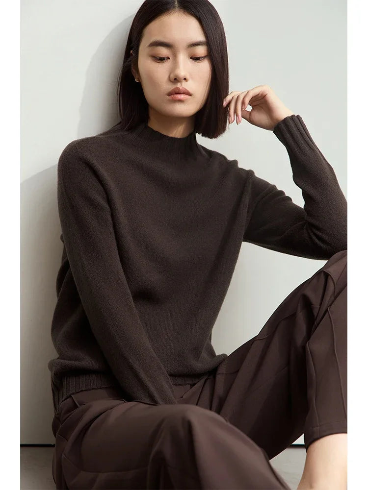 Amii Women's Sweater 2026 Winter New Pullovers Long Sleeve Top Female Solid Loose Mock Neck Versatile Sweater for Woman 12423118