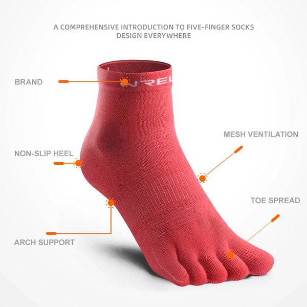 WRELS COOLMAX Five-finger Outdoor Sports Socks Breathable Anti-Blister Prevention Quick-drying Solid Color Cycling Sports Socks
