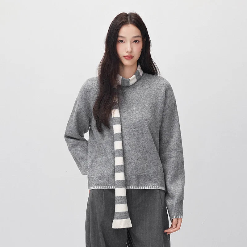 អាវយឺតប៉ាក់ Semir សម្រាប់នារី កមូល រចនាបែបសាមញ្ញ រដូវរងាថ្មី ឆ្នាំ២០២៦ ស្លៀកប្រចាំថ្ងៃ ស្ទីលធម្មតាបែបទីក្រុង