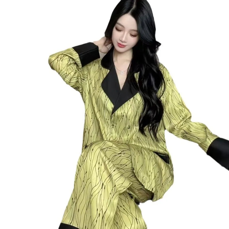 2026 New Autumn Sleepwear Pijama Home Suit for Women Pyjamas Elegant Long Sleeve Pajamas Set Comfort for Homewear Loungewear