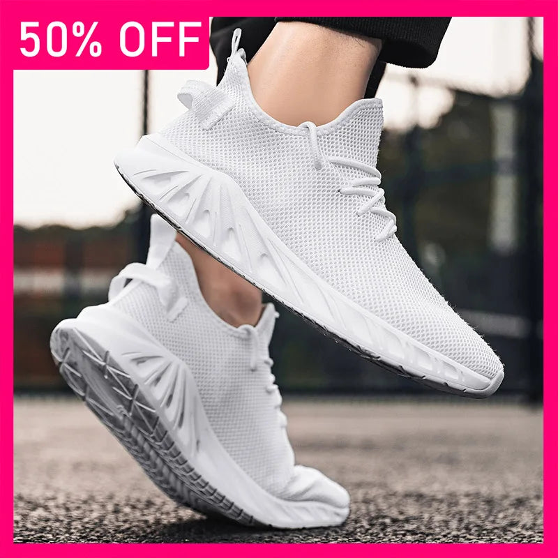 Men Sports Shoes Simple Mesh Breathable Outdoor Fitness Shoes New Soft Soled Anti Slip Rebound Comfortable Jogging Tennis Shoes