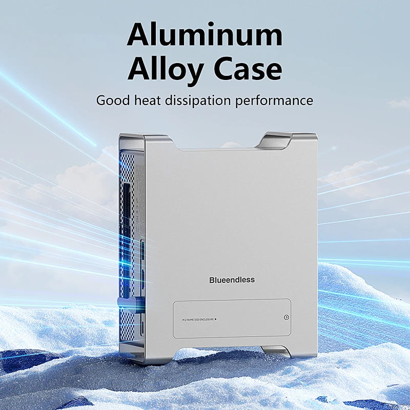 ឧបករណ៍ភ្ជាប់ SSD គ្មានដែនកំណត់ Blueendless សម្រាប់ឆ្នាំ 2024 MAC Mini M4/M4 M5 Pro M6 ជើងទម្រ M.2 NVMe SSD Enclosure 4K/60HZ HDMI-Com SD4.0 TF4.0 10Gbps C HUB