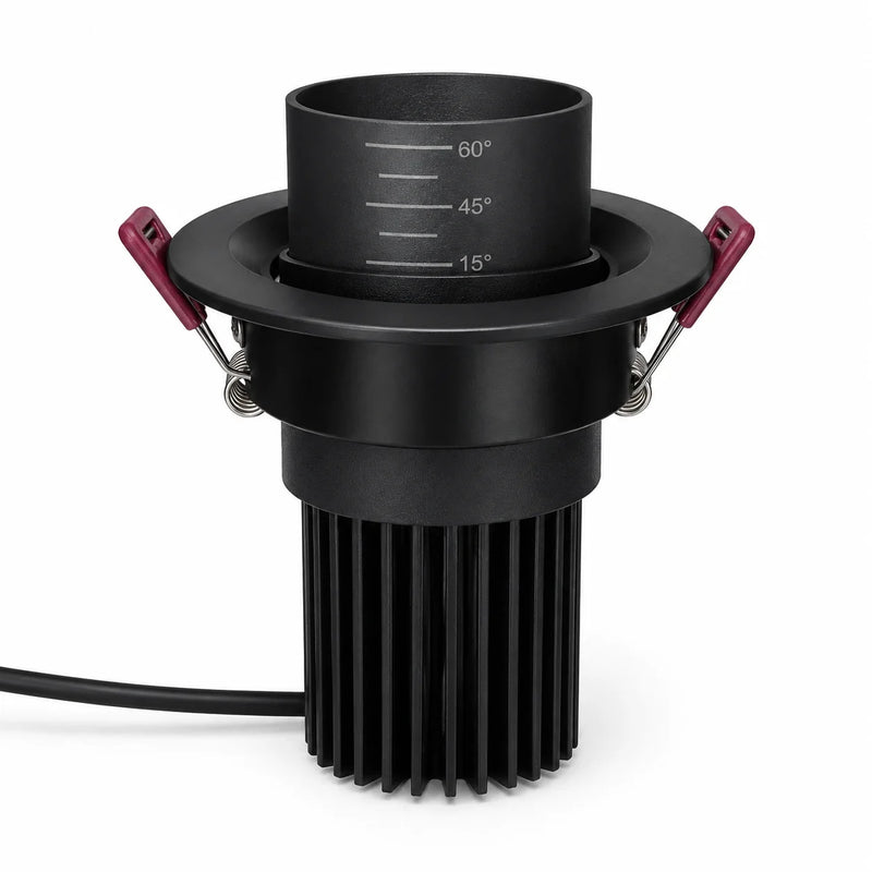 ភ្លើងពិដាន JOYINLED 7W អាចពង្រីកបាន អំពូល LED COB អាចបន្ថយពន្លឺបាន ចង្កៀងពណ៌សខ្មៅ 2800K-6500K មុំធ្នឹមអាចលៃតម្រូវបាន