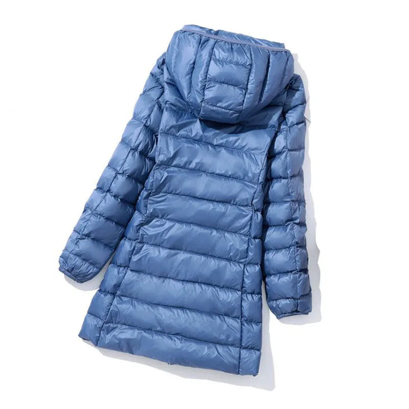 2026 New Waterproof Overcoat Women's Removable Cap Long-sleeved Parkas Winter Warm Jacket Female Red Blue Light/Thin Coats