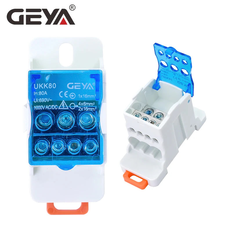 GEYA UKK-80A Single-Stage Splitter Box Wire Connector High-Current Household Into A Multi-Outlet Terminal Block Din Rail