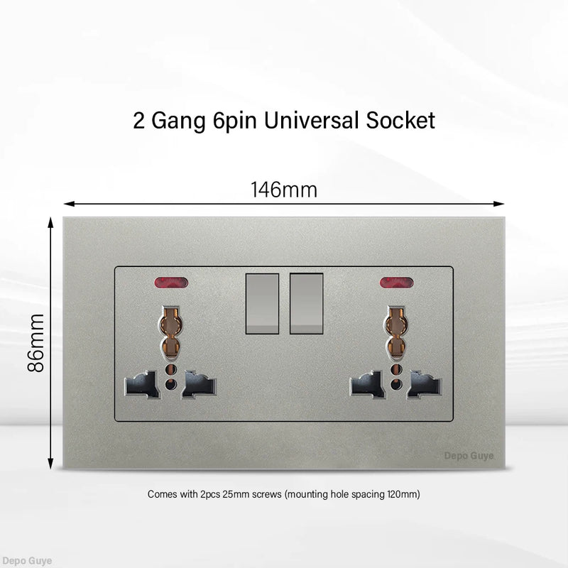 Universal 18W Type-C Quick charge Double Power Outlet,220V Electrical Wall Light 2way Switch UK 13A Wall Double USB Plug Socket