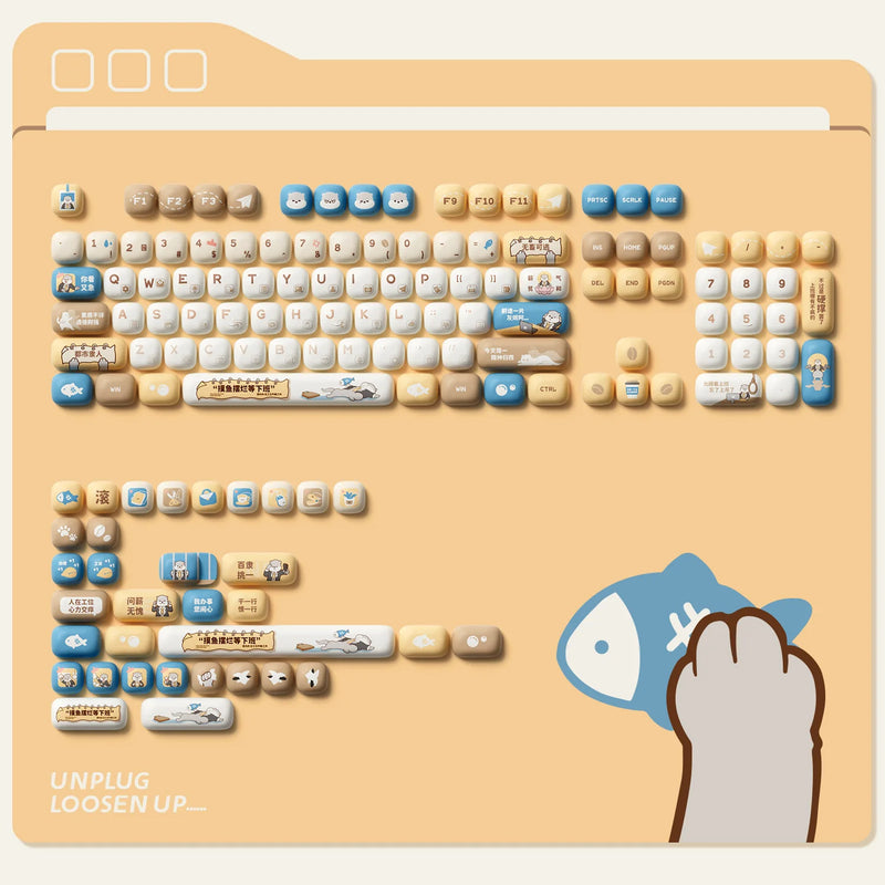 Akko Original Cute Theme MOG/MOA/MAO Profile PBT Keycap Set 5-side Dye-sub ANSI/ISO Layout Girl Keycaps Gift Round Bun Mushroom