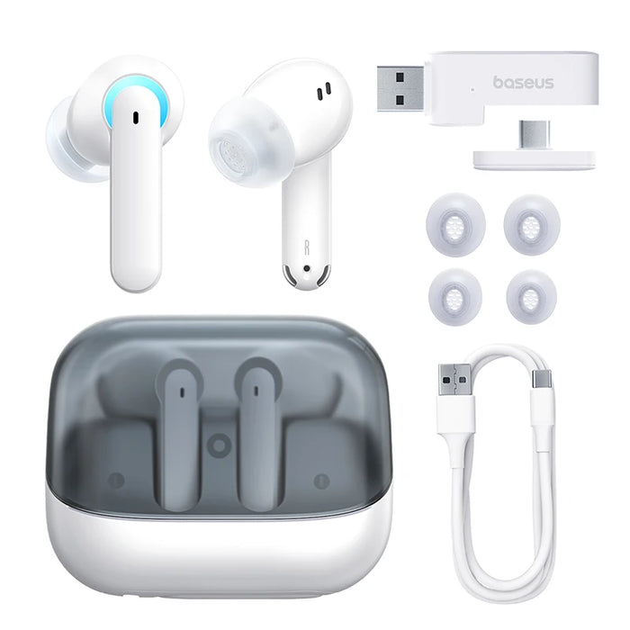 Baseus AeQur G10 Wireless Earphone 25ms Low Latency Gaming Earphones Bluetooth 5.3 Dual-Connection Headphone 25H Playtime Earbud Stellar White CHINA