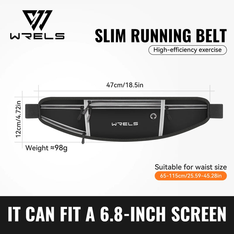WRELS Outdoor Waterproof Invisible Sports Waist bag Belt Fitness Professional Multifunction Slim Running Belt for Hiking Travel