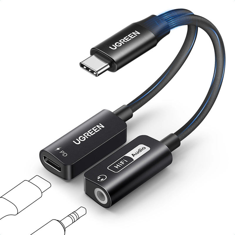 UGREEN Sound Card USB C to AUX Cable Adapter Type C 3.5mm AUX Earphone Converter DAC Chip PD QC Charging Sound Card for Headset