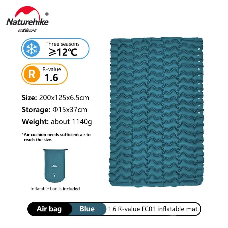 Naturehike FC01 1.6R Value Sleeping Mat Lightweight Inflatable Cushion Outdoor Portable Moisture-proof Pad Wider Tent Mattress