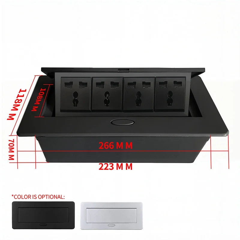 Multifunctional Slow-Rise Pop-Up Socket with UK USB/HDMI - Aluminum Alloy Embedded Conference Desk Socket