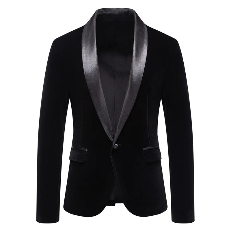 New Arrival: Men's Blue Long-Sleeve Blazer—a Corduroy, Notched-collar, Single-button Formal Jacket Perfect for Weddings, Parties